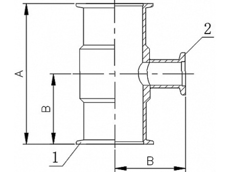 Тройник переходной KF50-KF16 сварной (нержавеющая сталь 304)